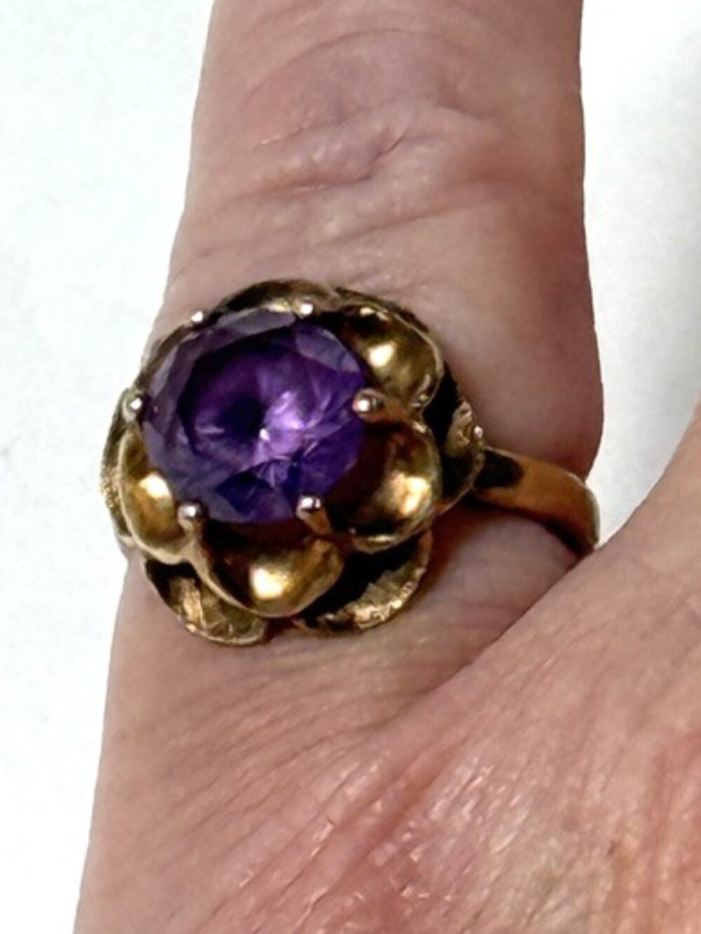 Antique 10K and amethyst cocktail ring.